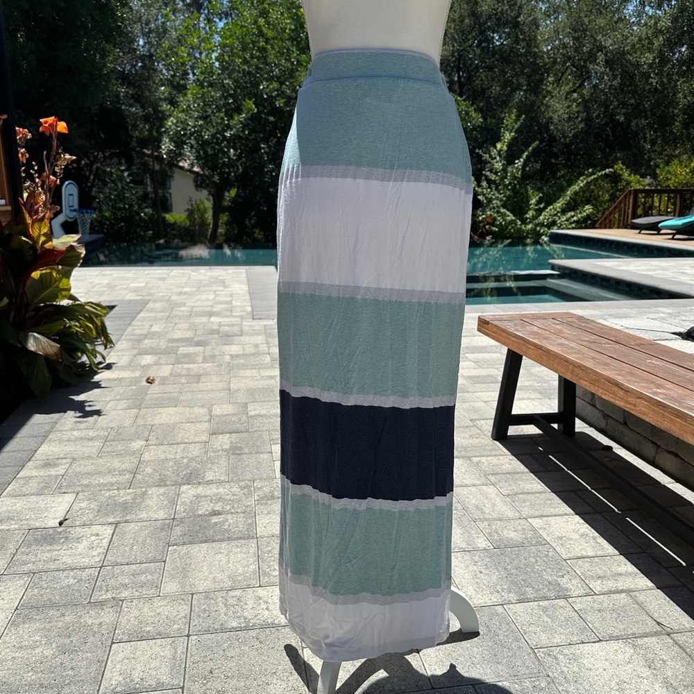 Striped Maxi Skirt in Blue and White